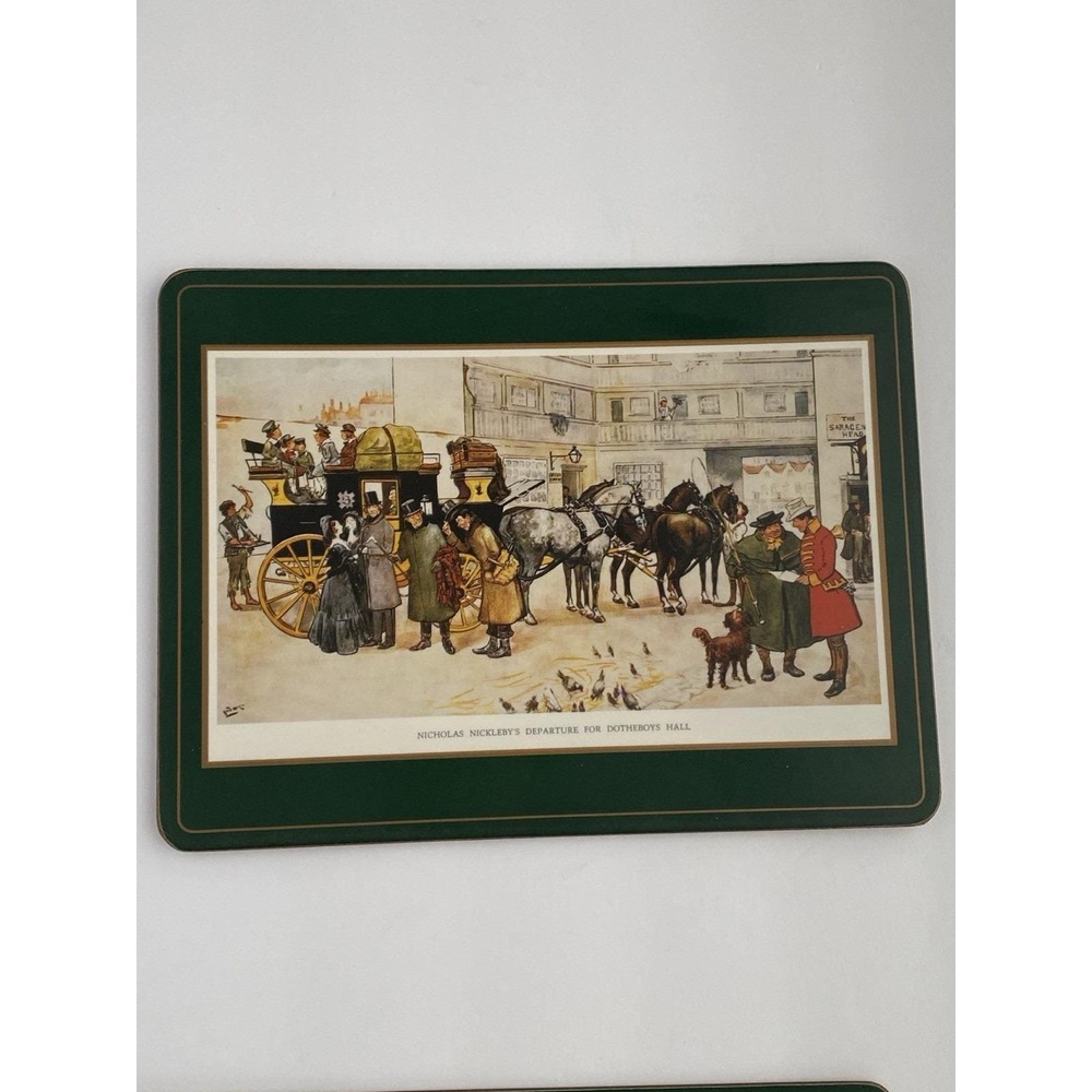 Vtg Pimpernel At Harrods Charles Dickens Novel Scenes Set Of Two Cork Placemats